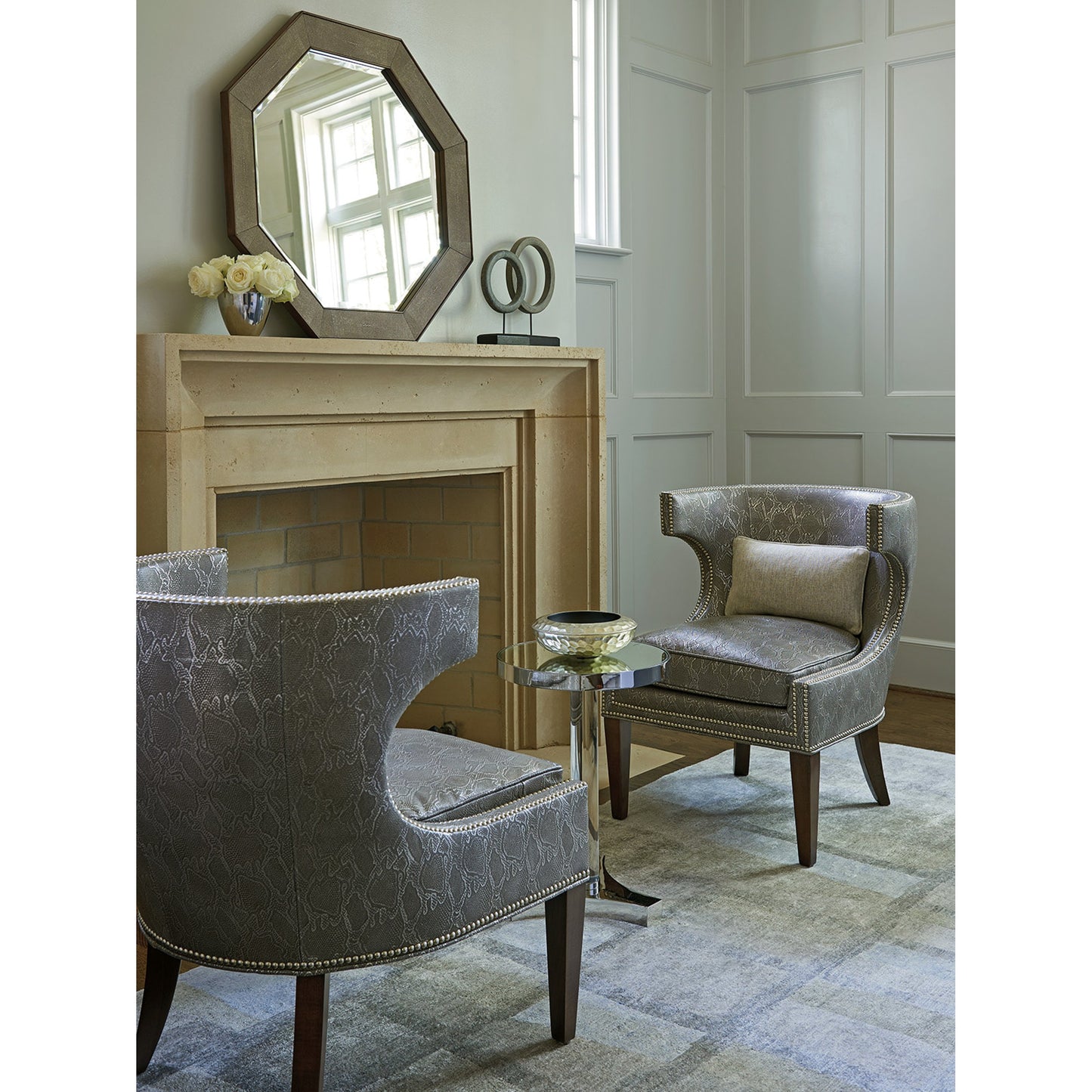 003 SR-835407 | Lifestyle | Greta Leather Chair by Lexington. Made from unique in a transitional style.
