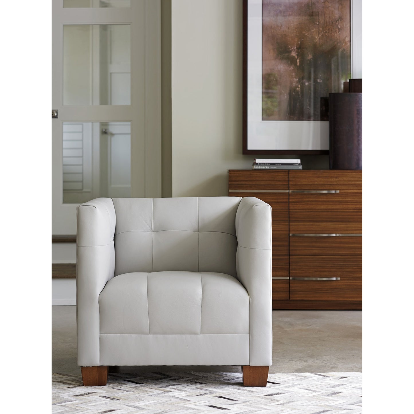 002 SR-835332 | Lifestyle | Emilia Leather Chair by Lexington in gray. Made from unique in a modern style.