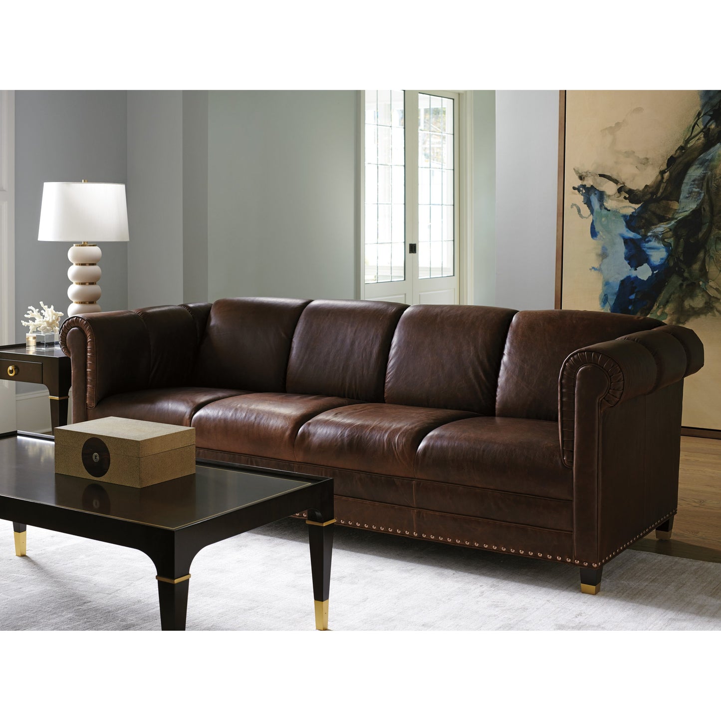 006 SR-835693 | Lifestyle | Springfield Leather Sofa by Lexington. Made from unique in a traditional style.