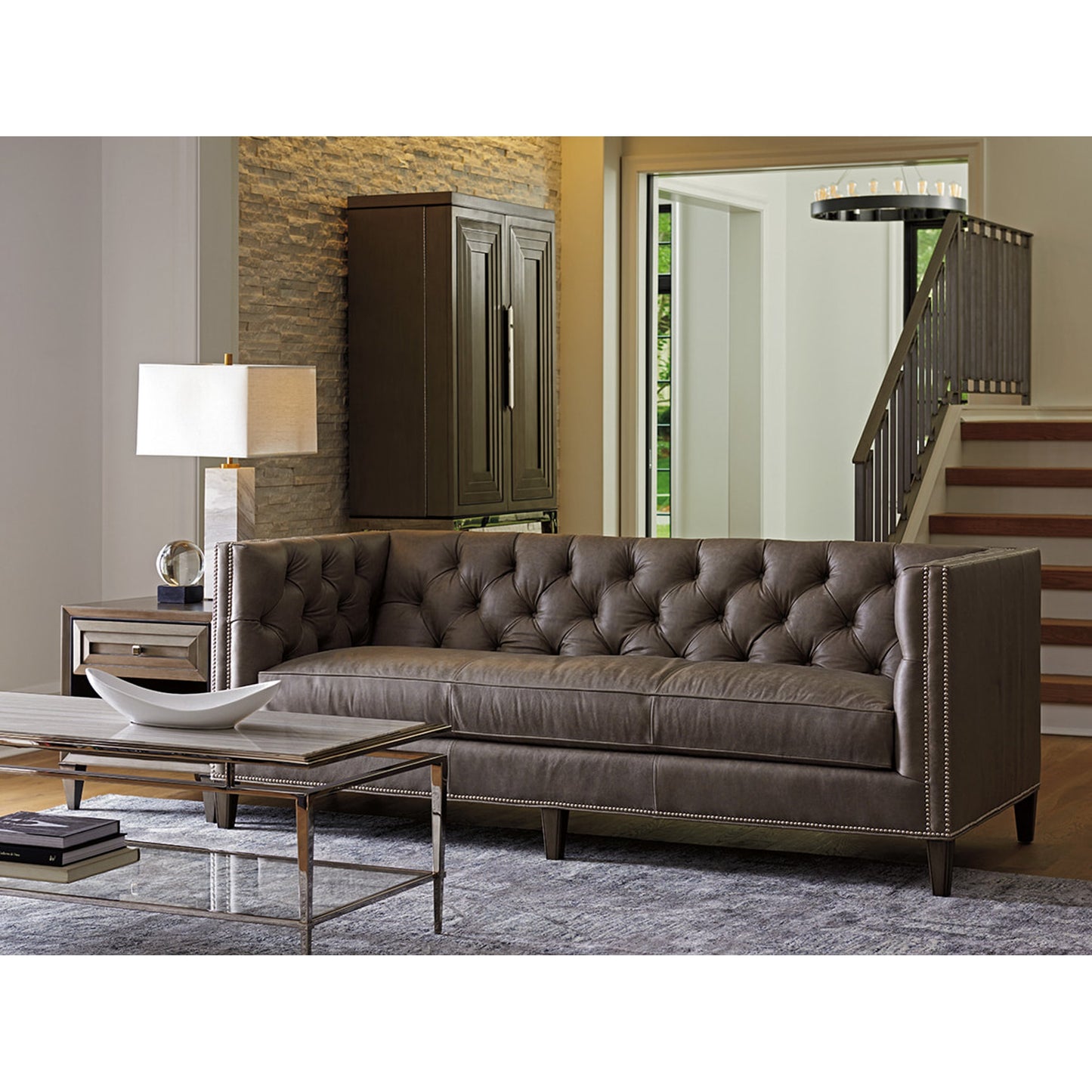 010 SR-835109 | Lifestyle | Athene Stainless Cocktail Table by Lexington. Made from unique in a transitional style.