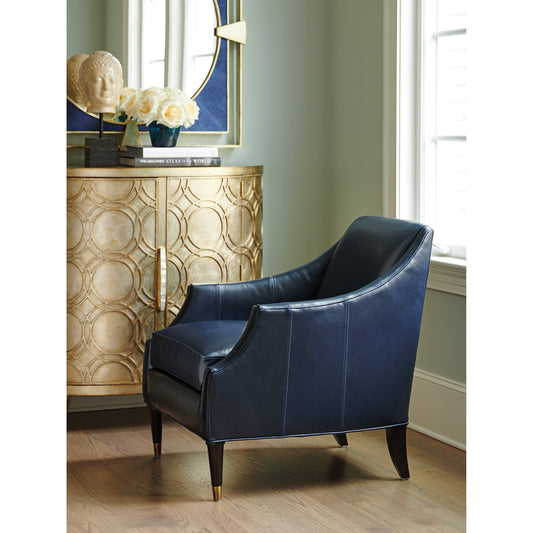 Kerney Large Leather Chair by Lexington in navy. Made from unique in a transitional style.