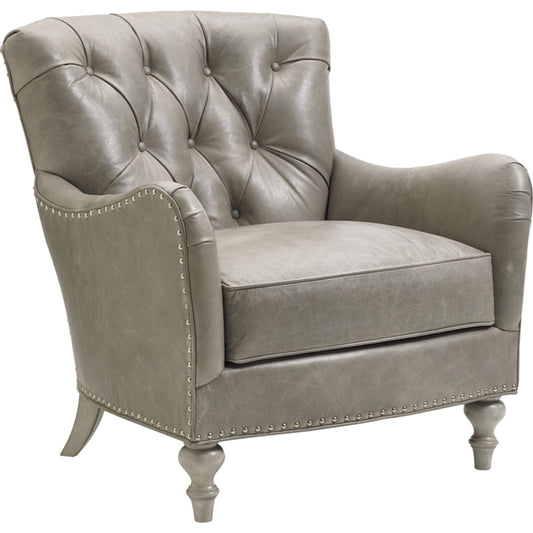 Wescott Leather Chair by Lexington in olive and leather. Made from unique in a transitional style.