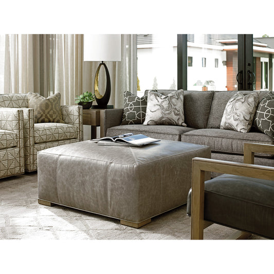 Melina Leather Cocktail Ottoman by Lexington in gray. Made from unique in a transitional style.