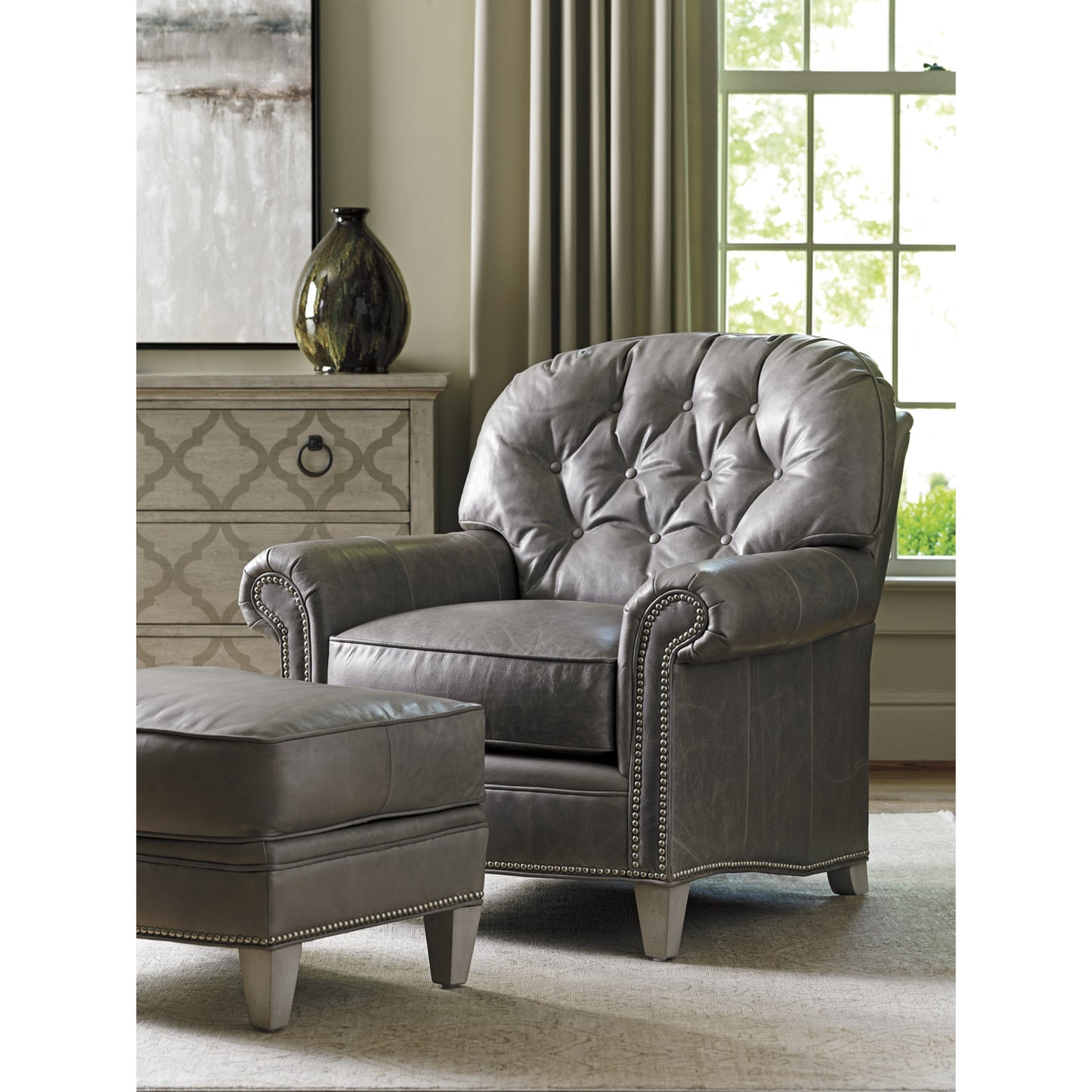 003 SR-835142 | Lifestyle | Bayville Leather Chair by Lexington. Made from unique in a transitional style.