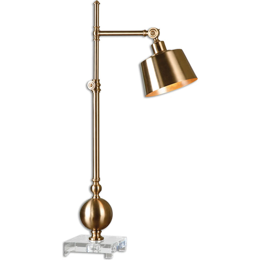 001 S-253916 | Primary Silo | Laton Brushed Brass Task Lamp by Uttermost. Made from metal, crystal in a modern style.