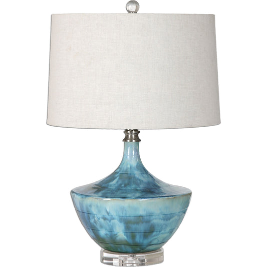 Chasida Lamp by Uttermost in blue. Made from ceramic, crystal in a modern style.