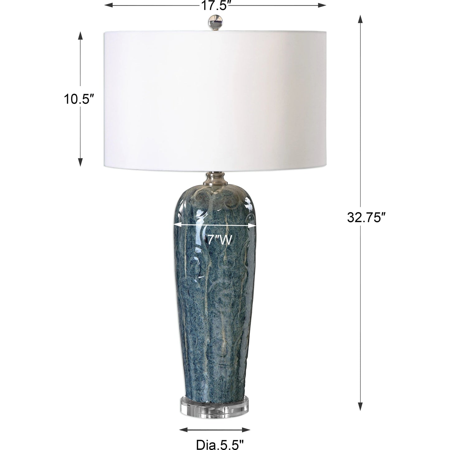 004 S-253504 | Additional Silo | Maira Table Lamp by Uttermost in blue. Made from crystal, steel, ceramic in a modern style.