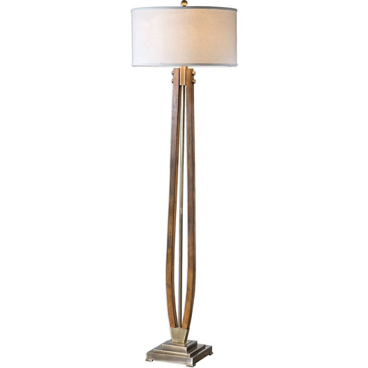 001 S-253712 | Primary Silo | Boydton Burnished Wood Floor Lamp by Uttermost. Made from iron, linen, rubber wood in a modern style.