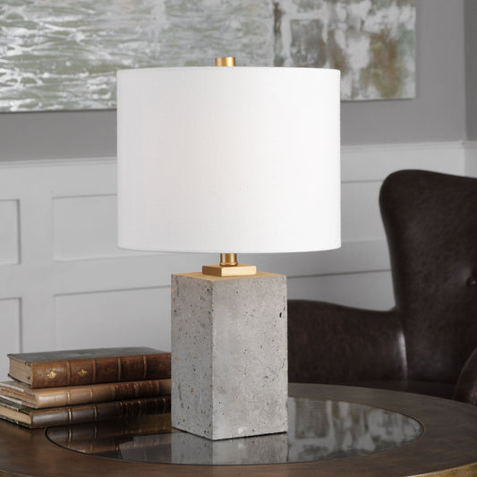 Drexel Concrete Block Lamp by Uttermost. Made from concrete, steel in a modern style.