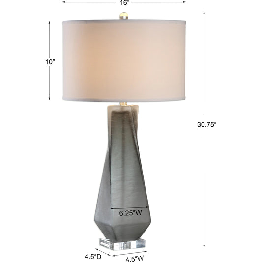Anatoli Table Lamp by Uttermost in gray. Made from glass, iron, crystal in a modern style.