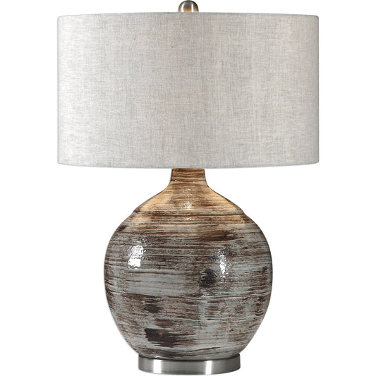 Tamula Distressed Ivory Table Lamp by Uttermost. Made from ceramic, iron in a modern style.
