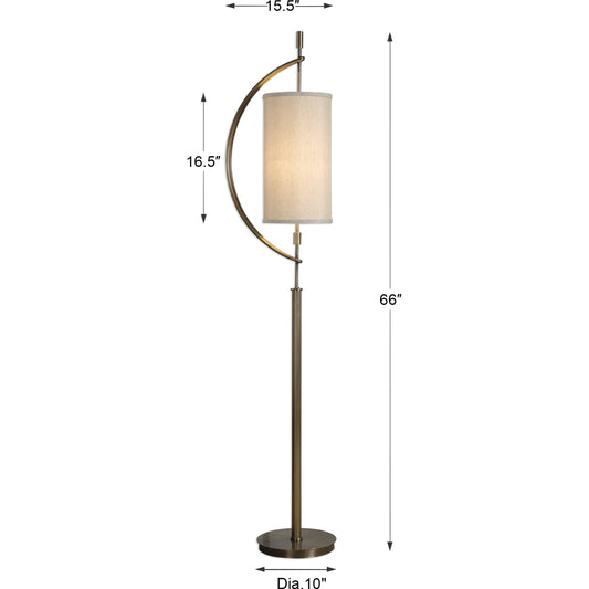 Balaour Antique Brass Floor Lamp by Uttermost. Made from steel, fabric in a modern style.