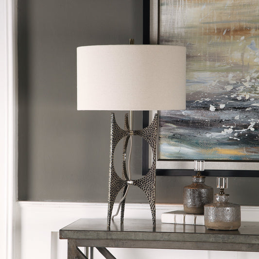 Goldia Lamp by Uttermost in bronze. Made from steel, cast iron, fabric in a eclectic & global style.
