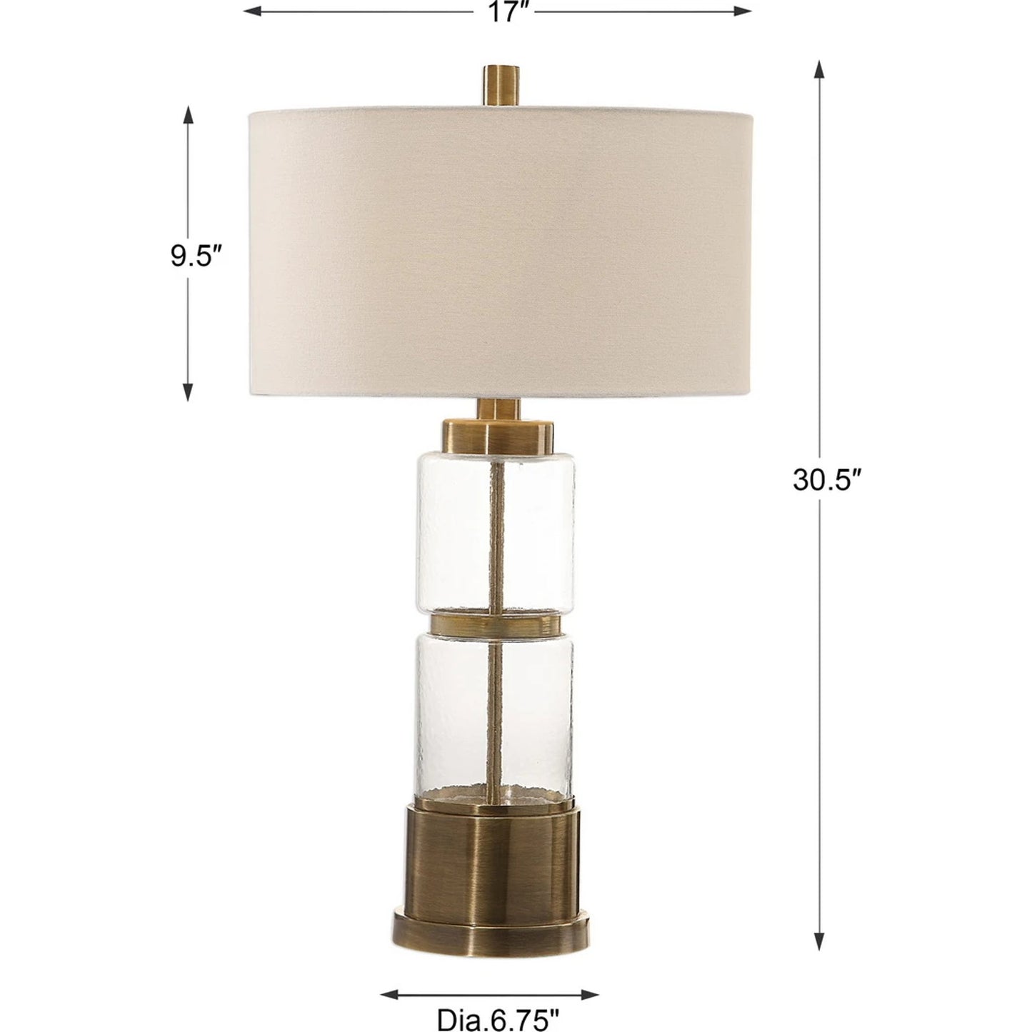 006 S-329077 | Additional Silo | Vaiga Glass Column Lamp by Uttermost. Made from steel, glass, fabric in a modern style.