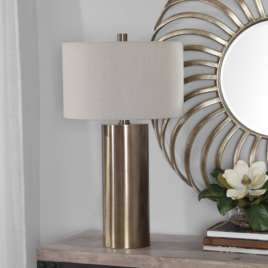 Taria Table Lamp by Uttermost in brass. Made from steel in a modern style.