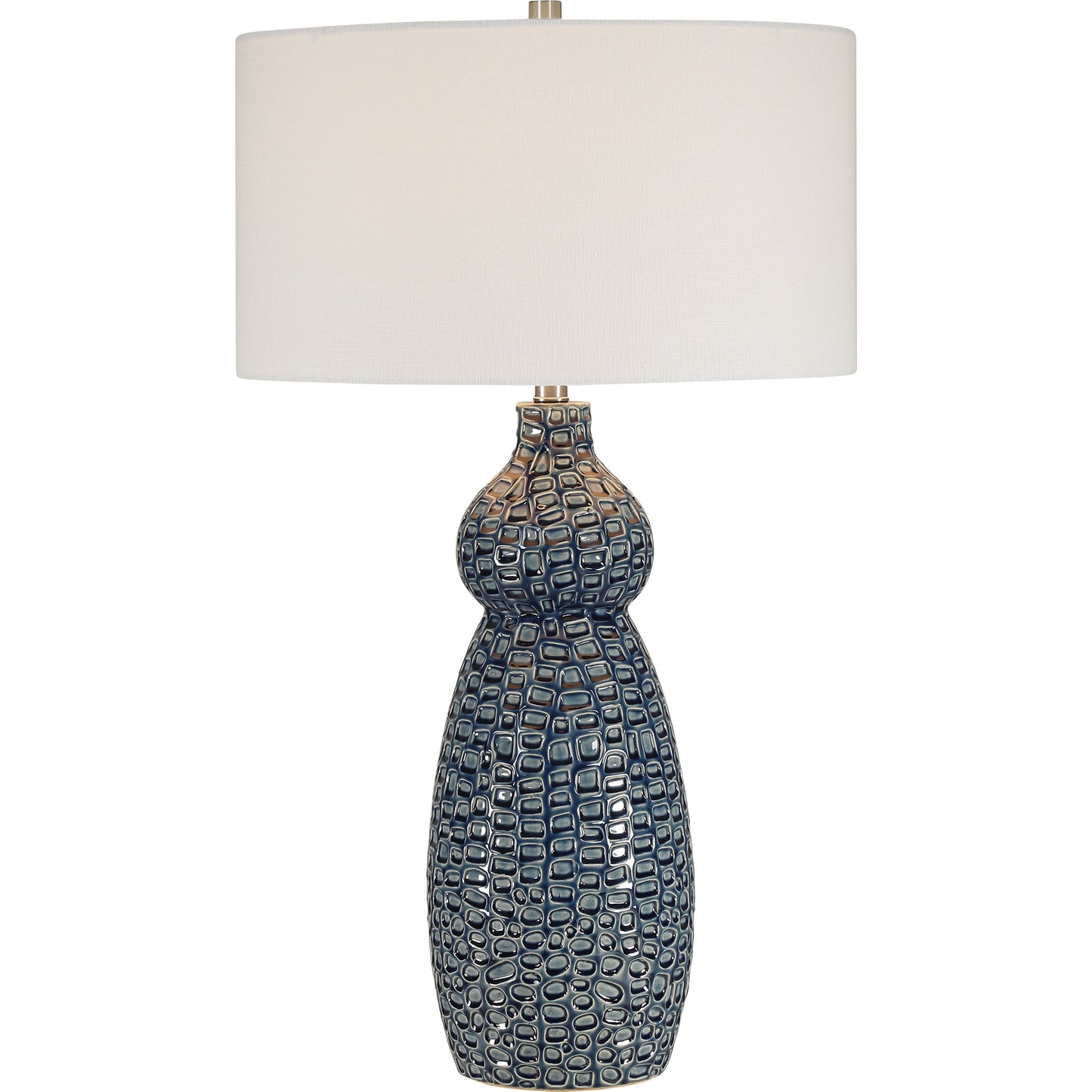 001 SR-861008 | Additional Silo | Holloway Table Lamp by Uttermost in blue. Made from ceramic, iron, fabric in a transitional style.
