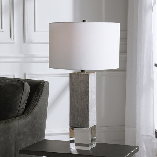 Cordata Table Lamp by Uttermost. Made from mdf, crystal, iron, fabric in a modern style.