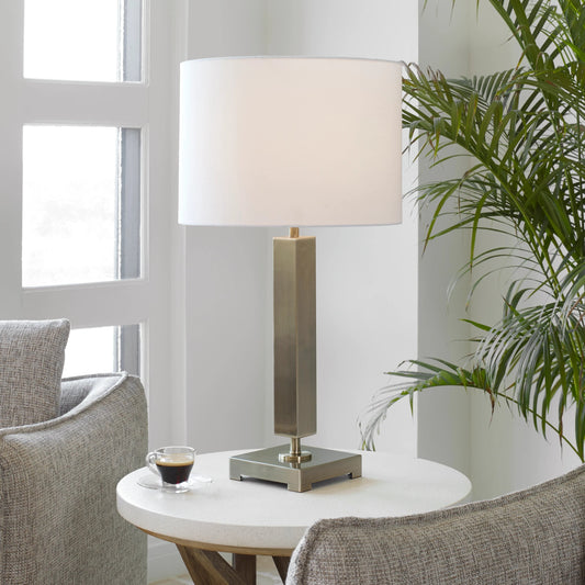 Duomo Table Lamp by Uttermost in brass. Made from 5% metal, 5% fabric in a modern style.