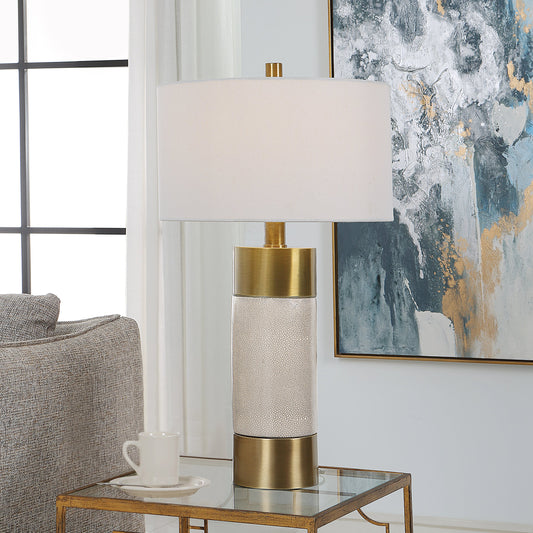 Adelia Table Lamp by Uttermost in ivory, brass. Made from iron, ceramic, fabric in a modern style.