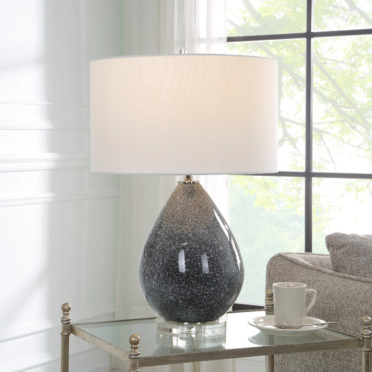 Nebula Table Lamp by Uttermost in black, white. Made from steel, ceramic, crystal in a modern style.