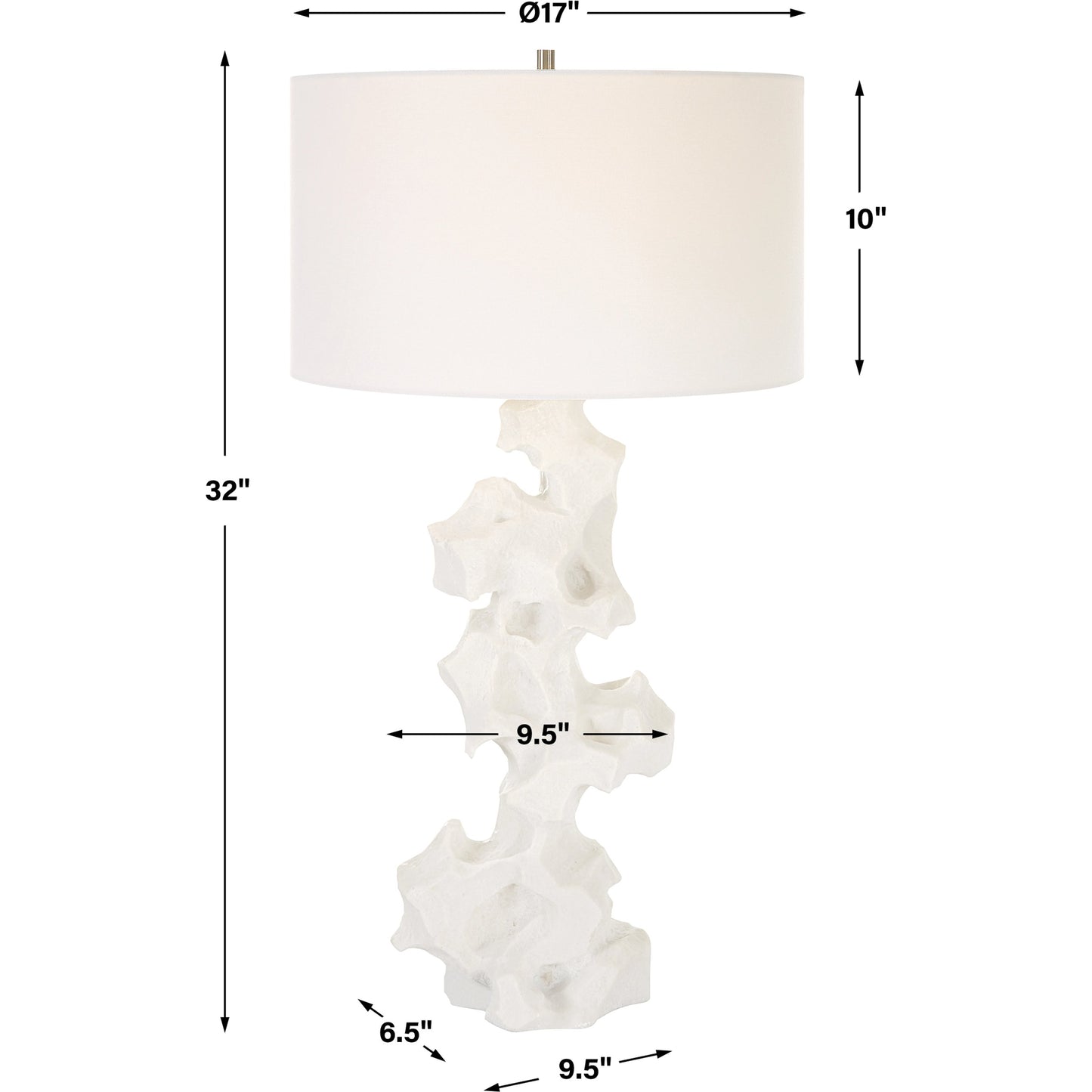 003 SI-1981444 | Additional Silo | Remnant Table Lamp by Uttermost in white. Made from man-made stone, iron, fabric in a modern style.