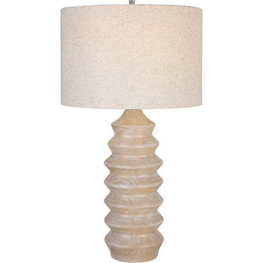 Uplift Table Lamp by Uttermost in bleached wood. Made from resin, iron, fabric in a modern style.
