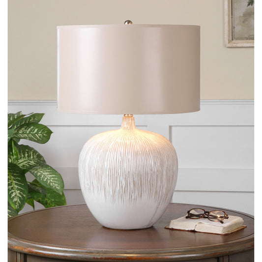 Georgios Textured Ceramic Lamp by Uttermost. Made from ceramic, paper, metal in a modern style.