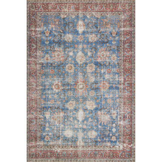 Loren LQ-01 Rug by Loloi in blue, brick. Made from 100% polyester in a traditional style.