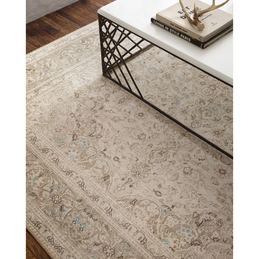 Loren LQ-03 Rug by Loloi in sand, taupe. Made from 100% polyester in a traditional style.