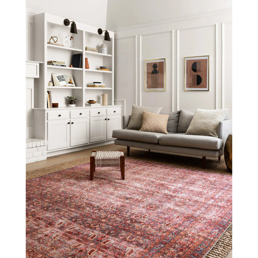 Loren LQ-05 Rug by Loloi in eggplant, crimson. Made from 100% polyester in a traditional style.