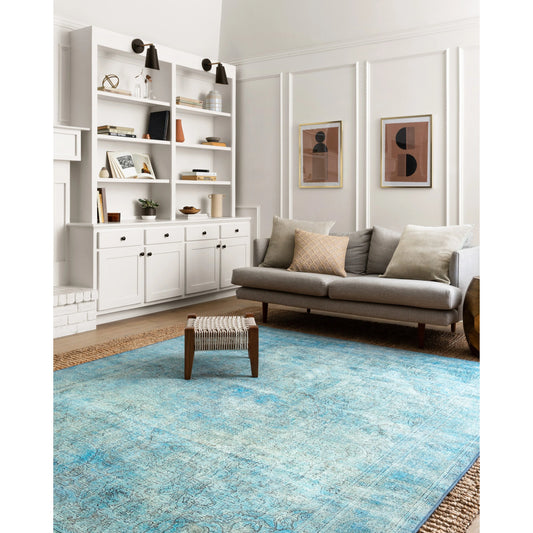 Loren LQ-08 Rug by Loloi in aqua. Made from 100% polyester in a coastal style.
