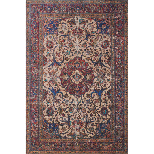 Loren LQ-11 Rug by Loloi in sand, multi. Made from 100% polyester in a traditional style.