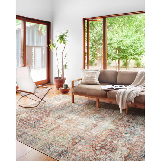 Loren LQ-14 Rug by Loloi in brick, multi. Made from 100% polyester in a traditional style.
