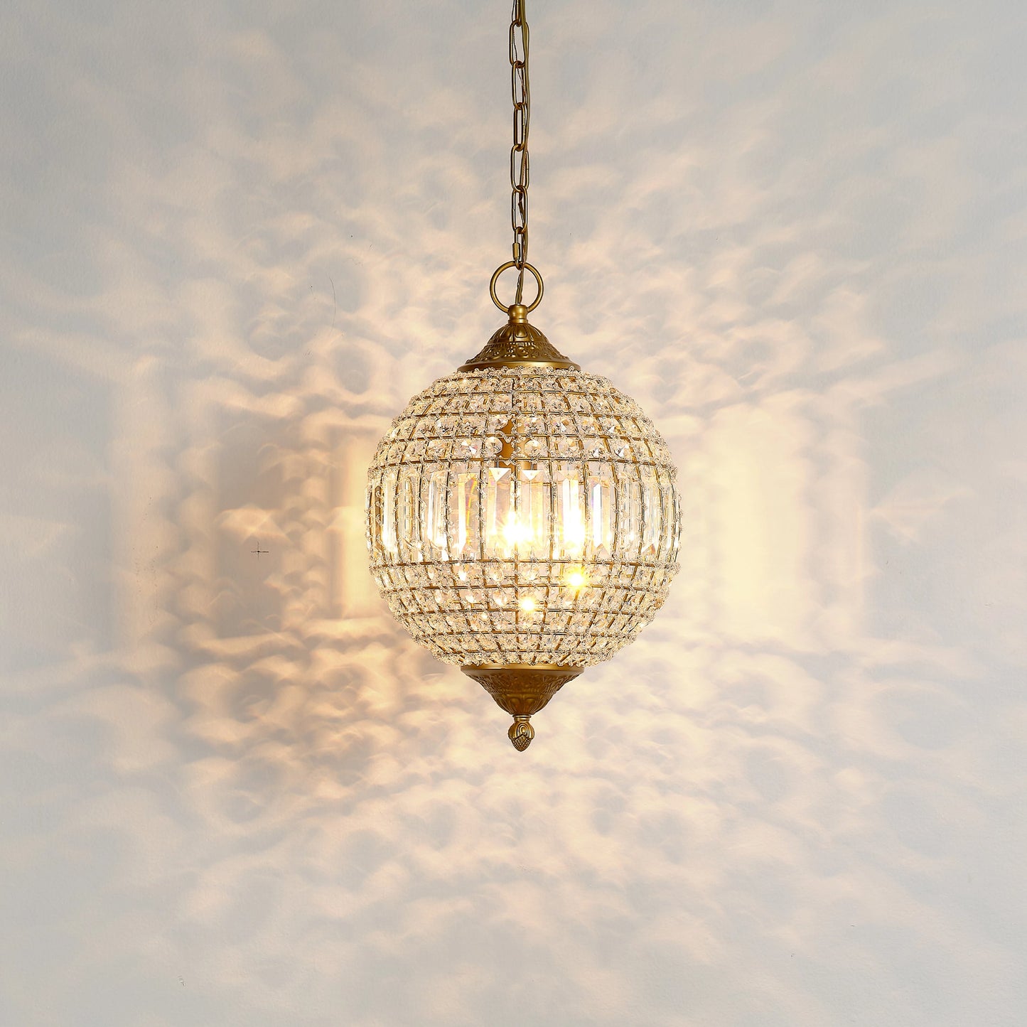 004 SI-1961220 | Lifestyle | Crystal Orb Pendant by Lifestyle by JY in antique gold. Made from iron & crystals in a traditional style.