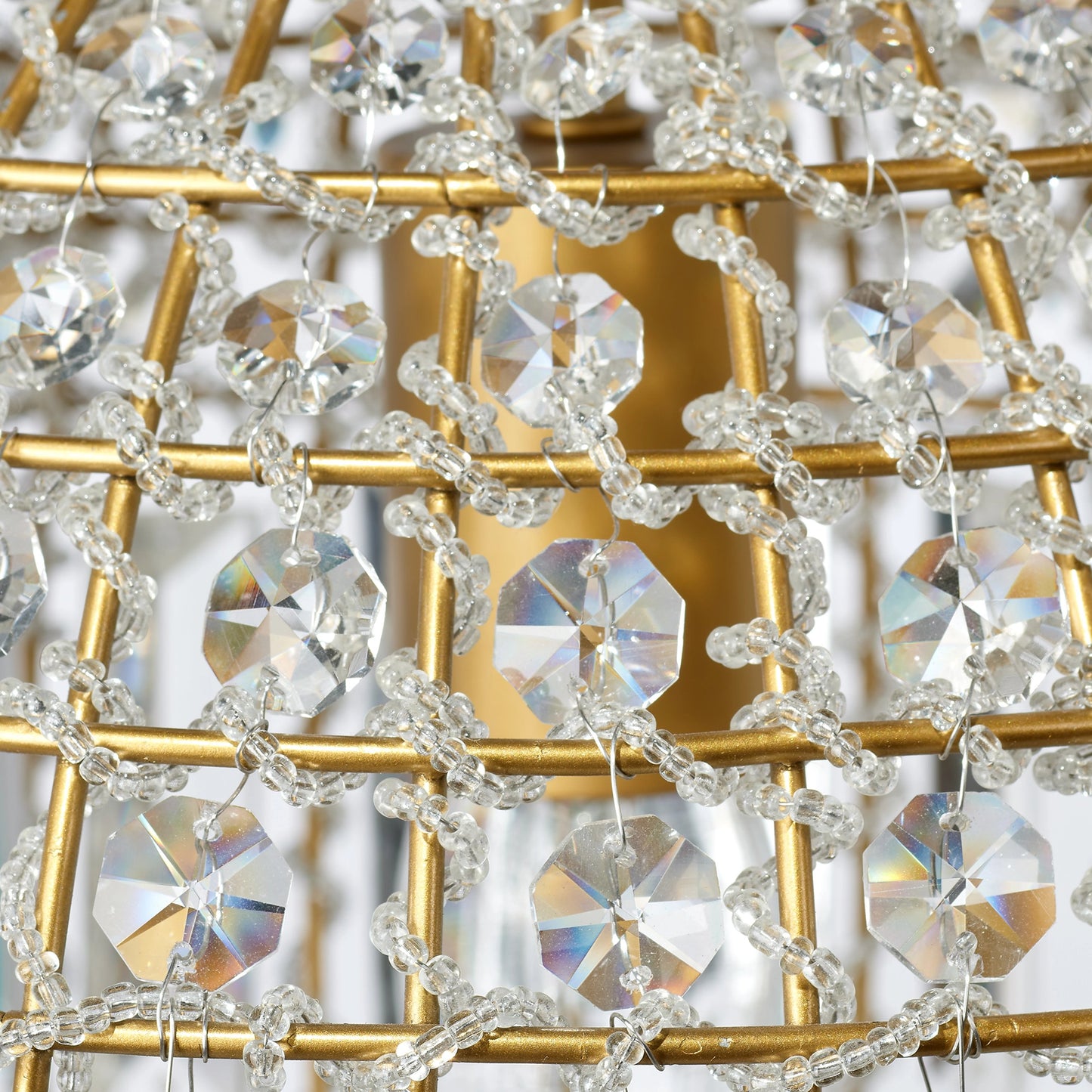 003 SI-1961220 | Closeup | Crystal Orb Pendant by Lifestyle by JY in antique gold. Made from iron & crystals in a traditional style.