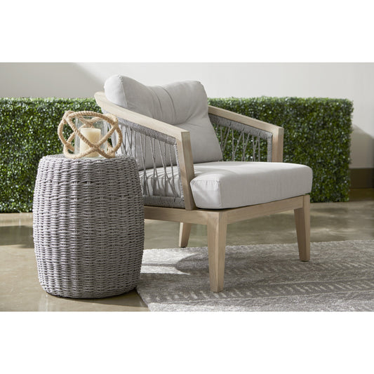 Loom Accent Table by Essentials For Living. Made from aluminum, 100% olefin rope in a coastal style.