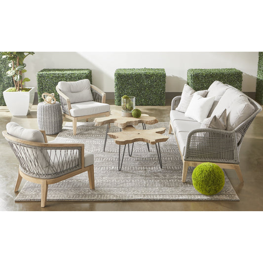 Loom Accent Table by Essentials For Living. Made from aluminum, 100% olefin rope in a coastal style.