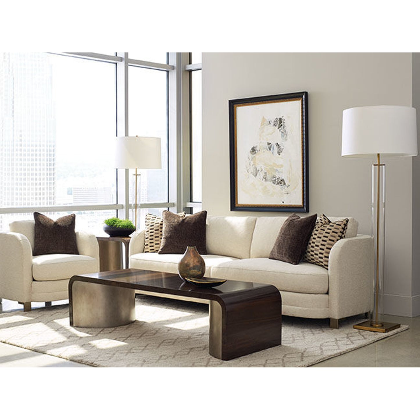 006 SR-769132 | Lifestyle | Streamline Sofa by Caracole in natural and smoked bronze. Made from metal in a transitional style.