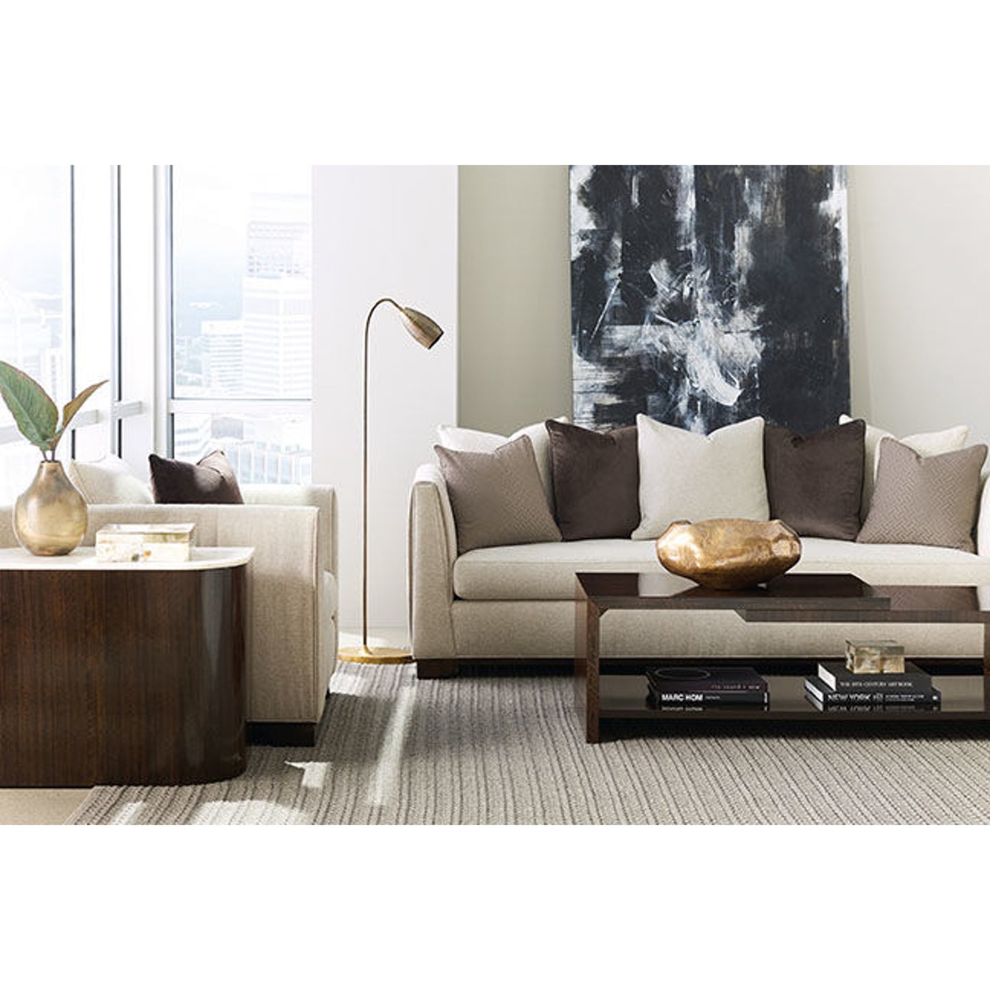 006 SR-768924 | Lifestyle | Moderne Sofa by Caracole in natural and bourbon glaze. Made from pine in a transitional style.