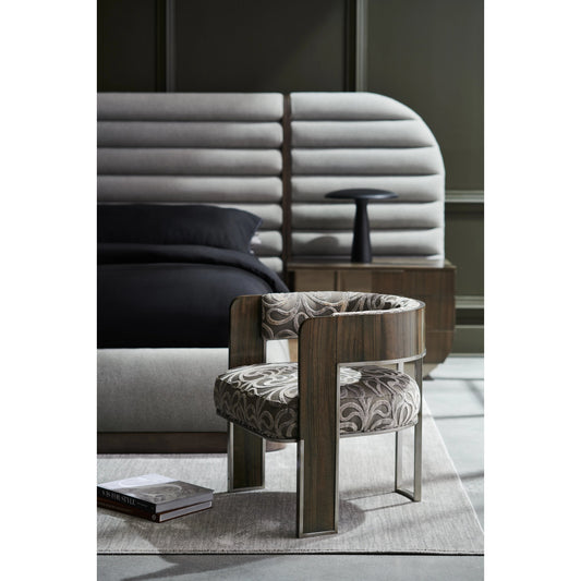Streamliner Chair by Caracole in silver and sepia, smoked stainless steel. Made from metal, palado veneer in a modern style.