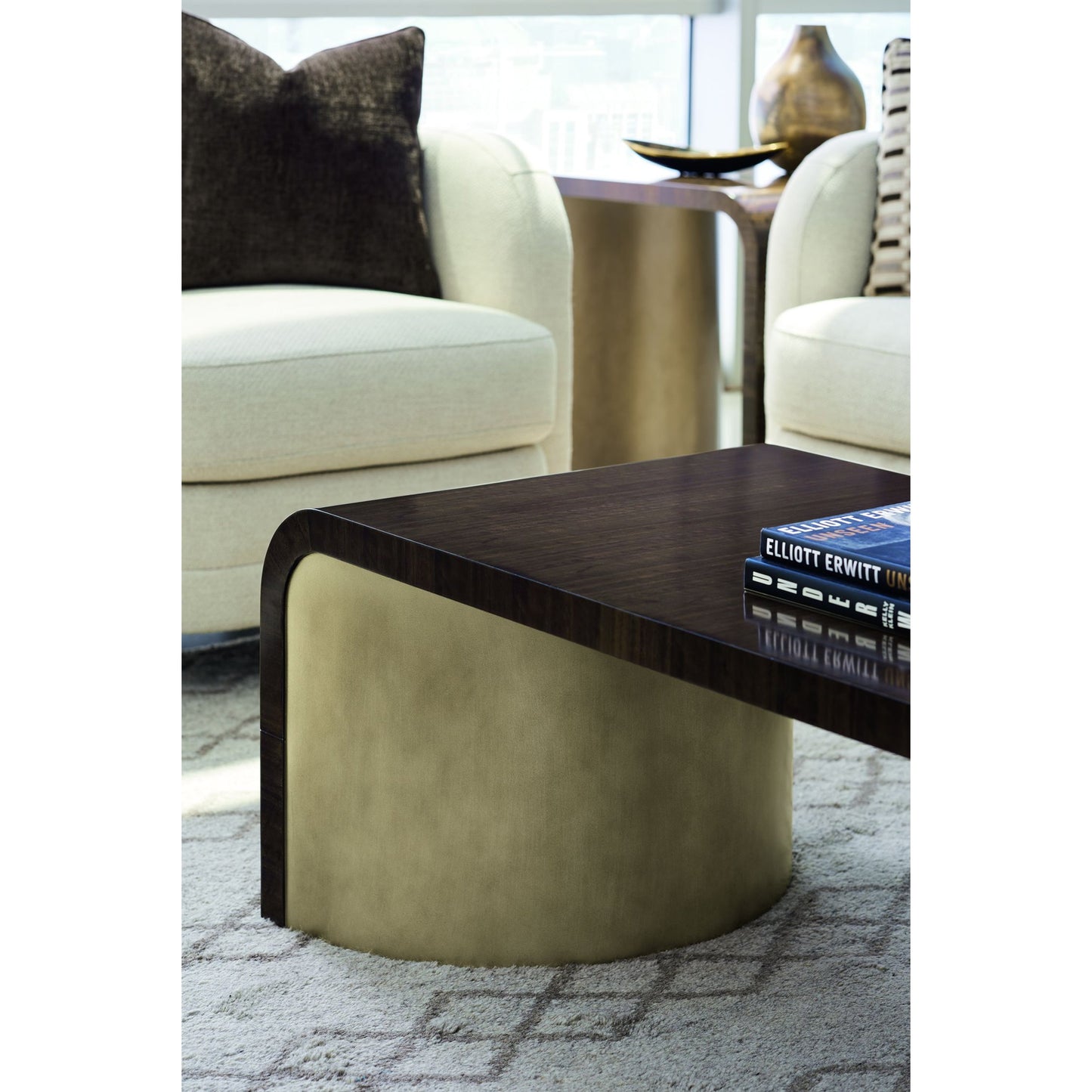 003 SR-769122 | Additional Silo | Streamline Cocktail Table by Caracole in bronze, smoked and aged bourbon, smoked bronze. Made from asian hardwood, fumed quartered figured eucalyptus in a modern style.