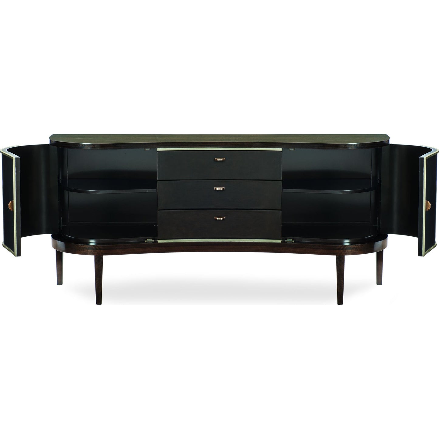 002 SR-768923 | Additional Silo | Moderne Sideboard by Caracole in bronze, smoked and aged bourbon, smoked bronze. Made from asian hardwood, fumed quartered figured eucalyptus in a transitional style.