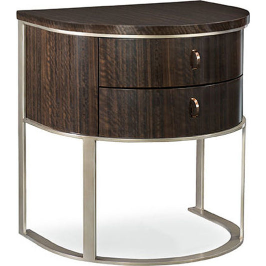 001 SR-768921 | Primary Silo | Moderne Nightstand by Caracole in bronze, smoked and smoked bronze. Made from asian hardwood, fumed quartered figured eucalyptus, metal in a transitional style.