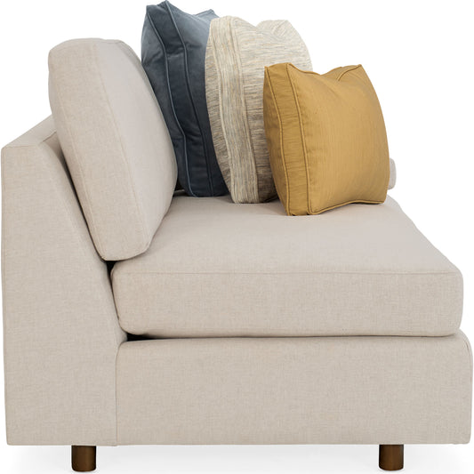 Shelf Arm Sofa by Caracole in natural and smoked sable. Made from fumed gum in a modern style.