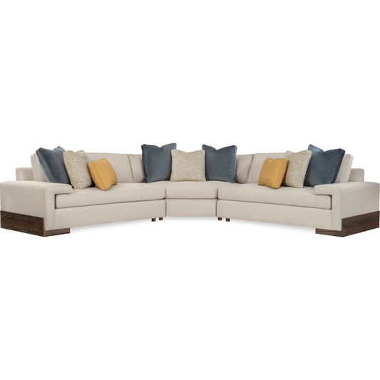 Shelf Arm 3 Piece Sectional by Caracole in natural and smoked sable. Made from fumed gum in a modern style.
