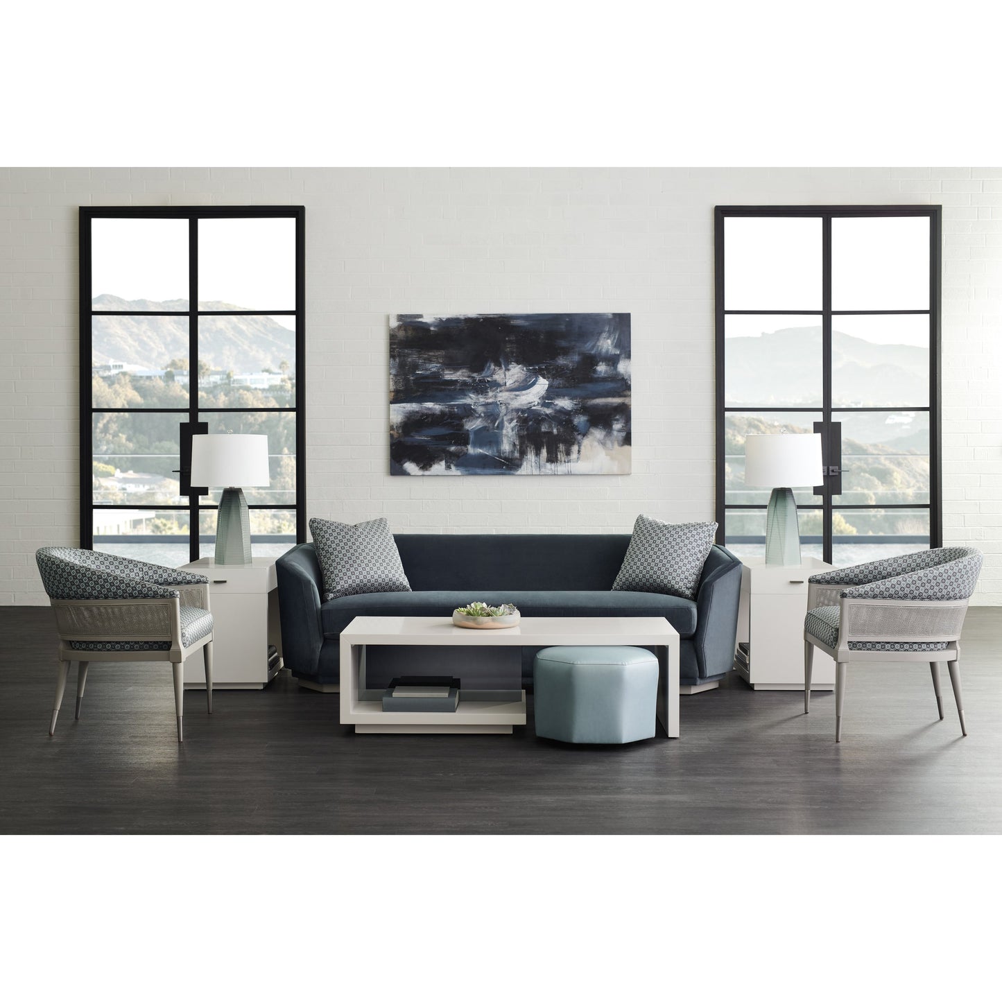 005 SR-877727 | Lifestyle | Expressions Sofa by Caracole in natural and london fog. Made from birch in a modern style.