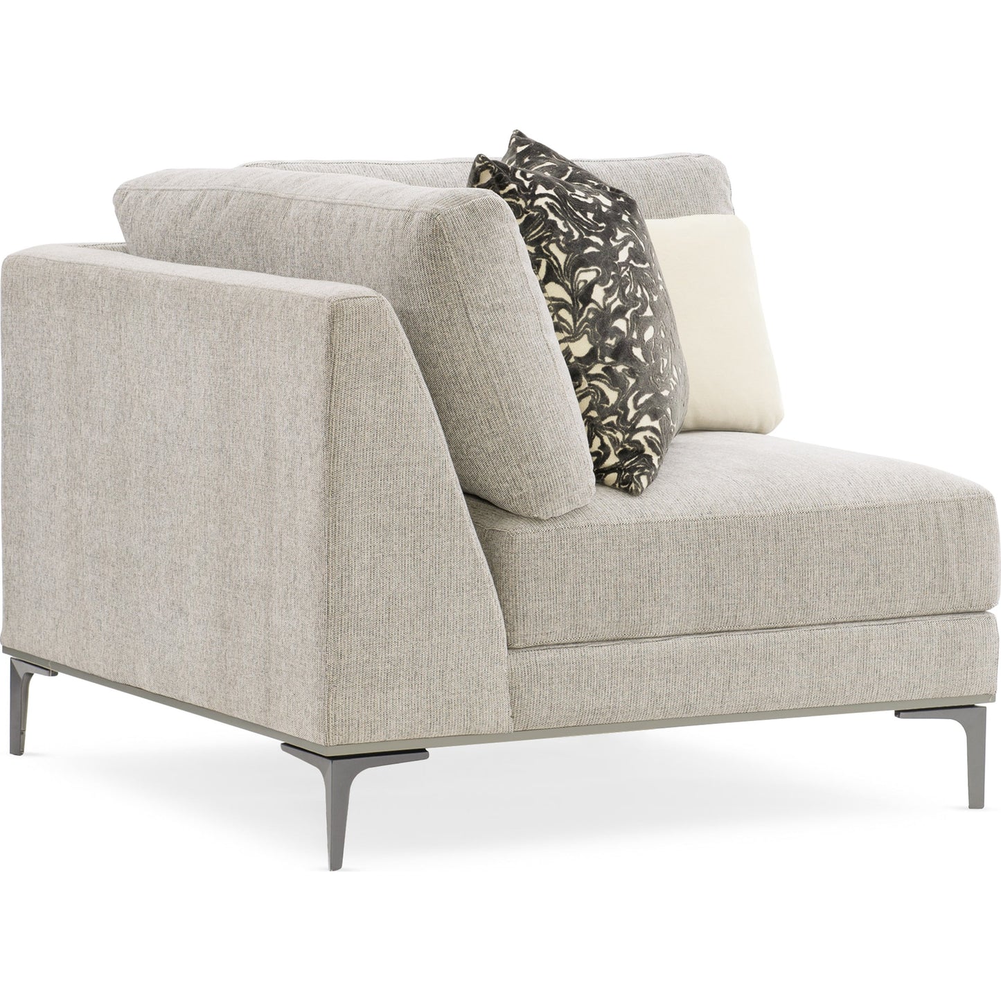 002 SR-877766 | Additional Silo | Repetition Corner Chair by Caracole in zinc and london fog. Made from birch in a modern style.