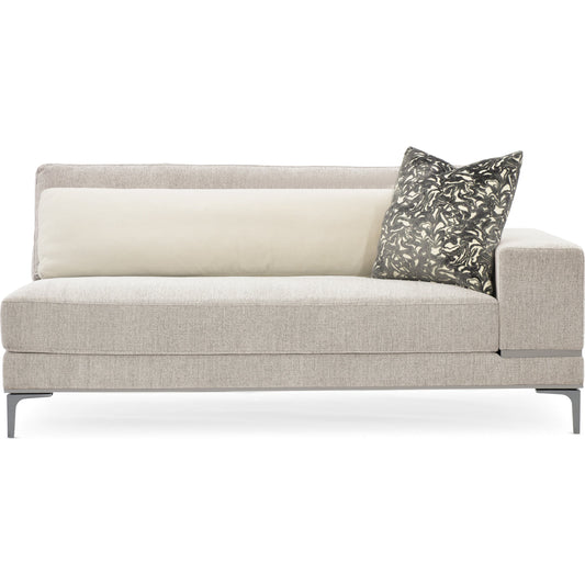 Repetition Loveseat by Caracole in zinc and london fog. Made from birch in a modern style.