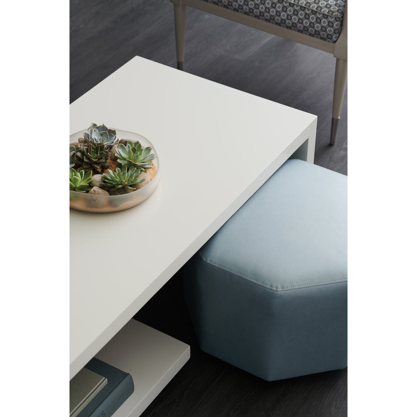 006 SR-877721 | Lifestyle | Expressions Cocktail Table by Caracole in smoked, gray and winter haze. Made from asian hardwood in a modern style.