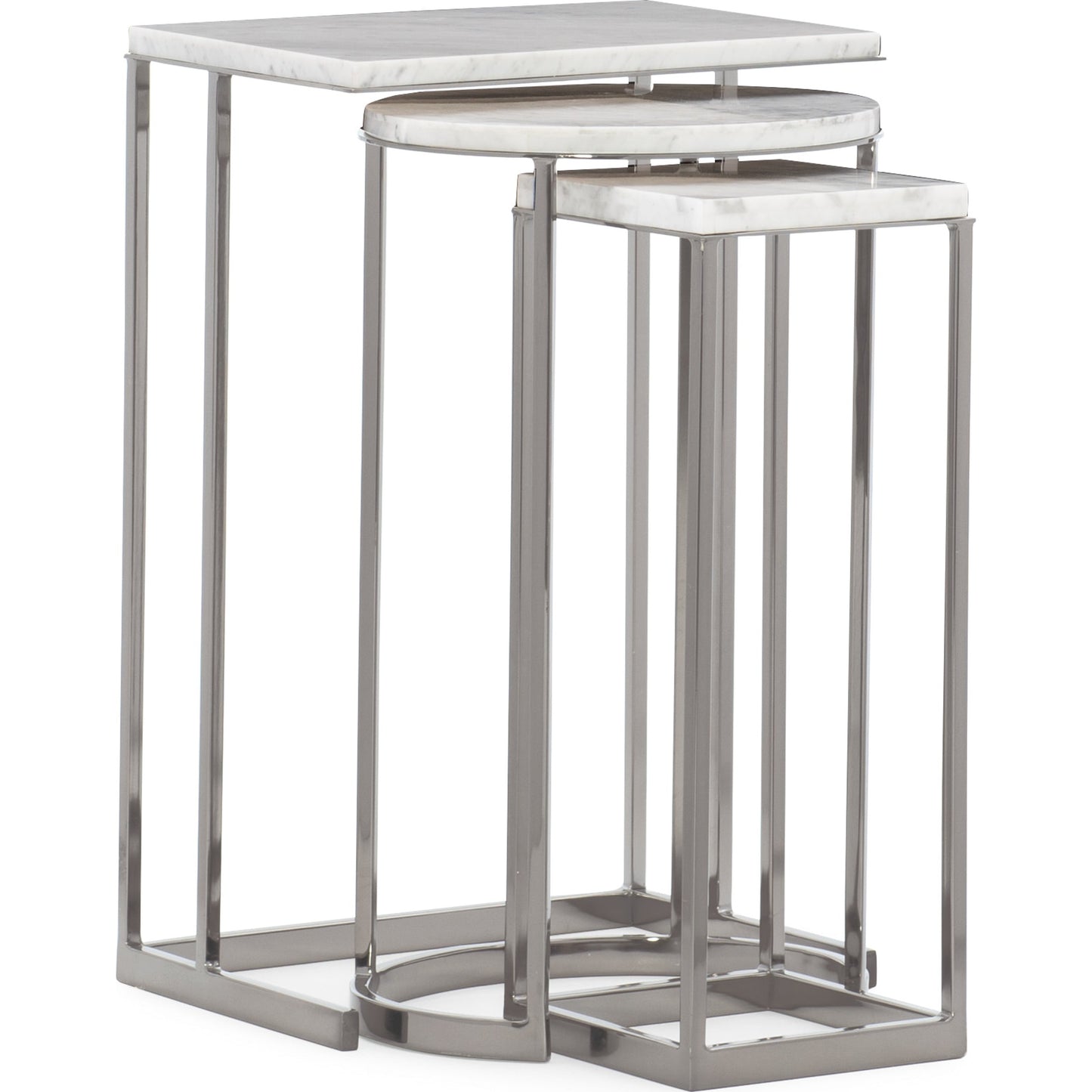 001 SR-877718 | Additional Silo | Exposition Nesting End Tables by Caracole in nickel, marble. Made from metal, marble in a modern style.